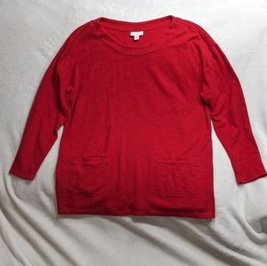 J. Jill Pure Jill Red Cotton Oversized Sweater, Size M